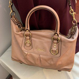 Coach Ashley Metallic Leather Satchel – Rose Gold | Style #F15445